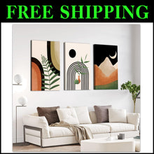 Load image into Gallery viewer, Set of 3 Large Framed Boho Canvas Prints - 16" x 24" Mid Century Modern Art