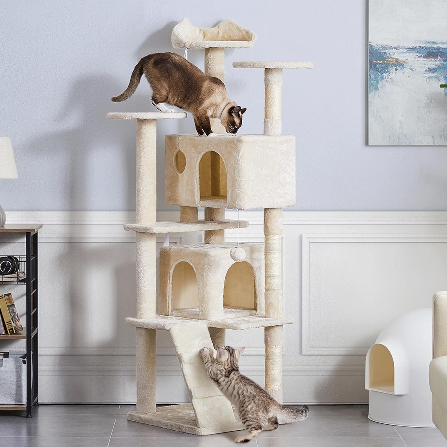 Durable 70in Cat Tree for Indoor Cats with Scratching Posts & Fun Accessories