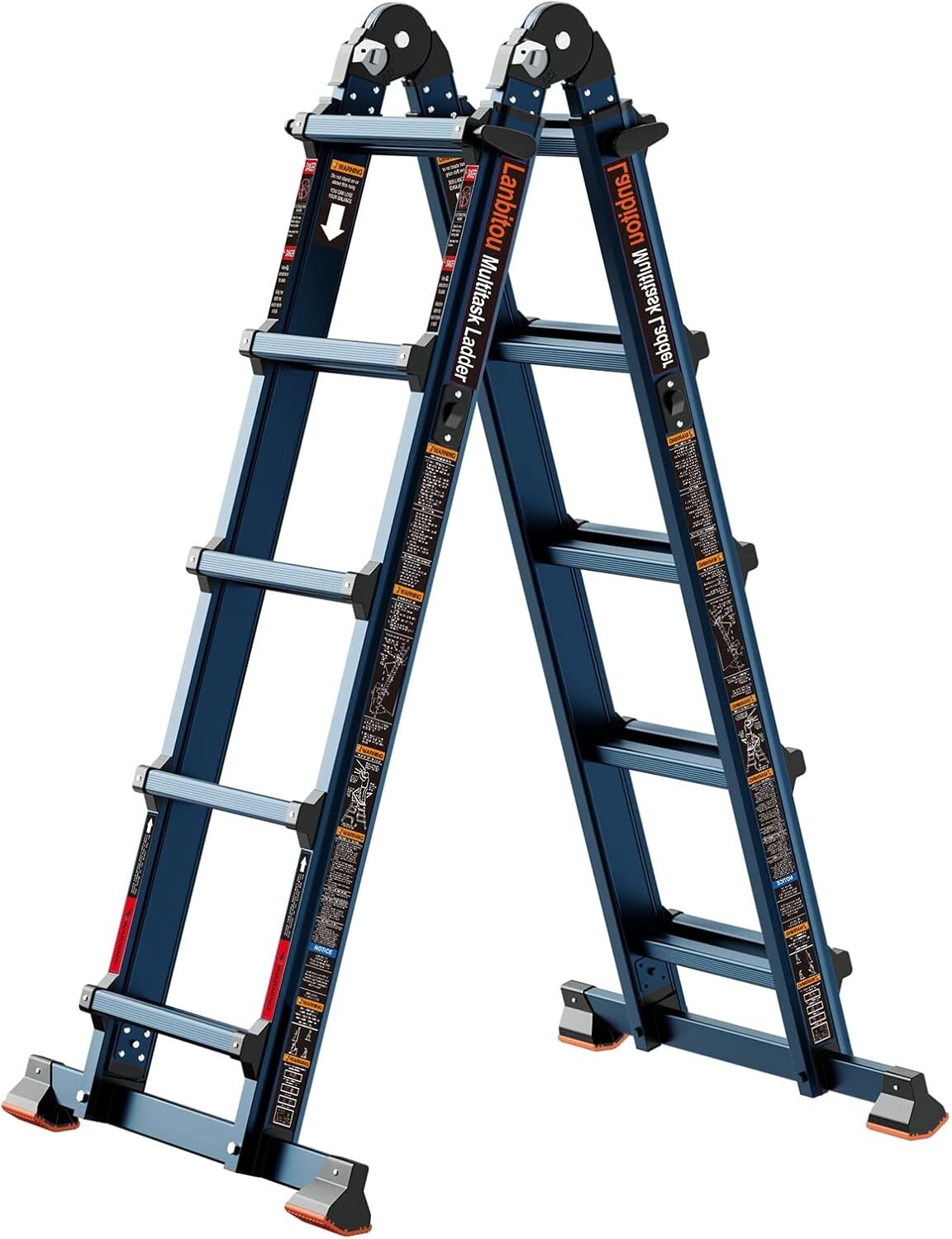 Versatile Anti-Slip 5 Step Aluminum Ladder - Folding Storage & 330 lbs Load