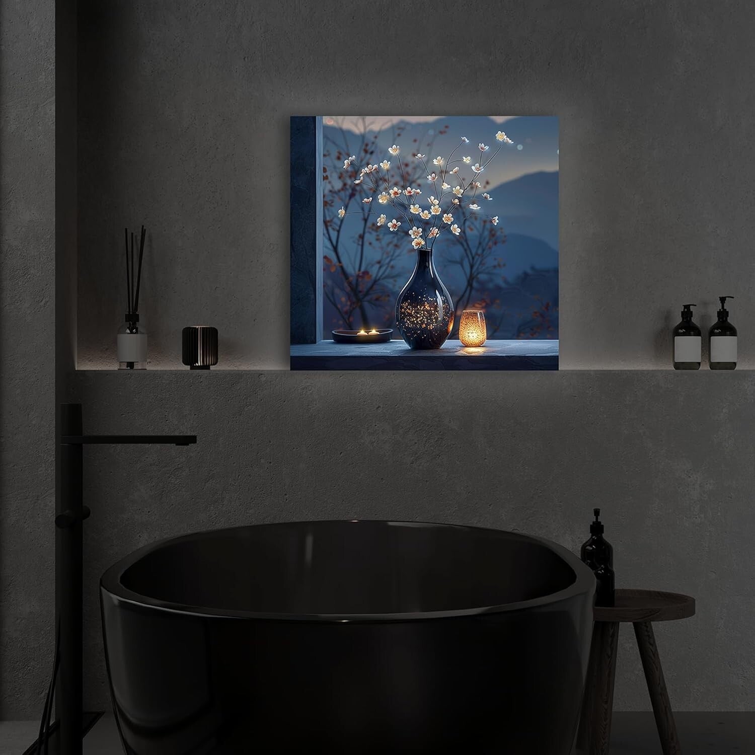 Durable Battery Operated LED Wall Art - Floral Theme with Timer for Cozy Homes