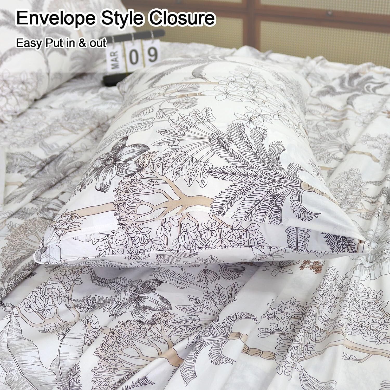 Breathable 100% Cotton Floral Sheet Set Queen – Coastal Coconut Tree Design