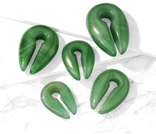 Load image into Gallery viewer, Elegant Jade Green Semi-Precious Keyhole Hanging Plug Earrings - Sold as a Pair