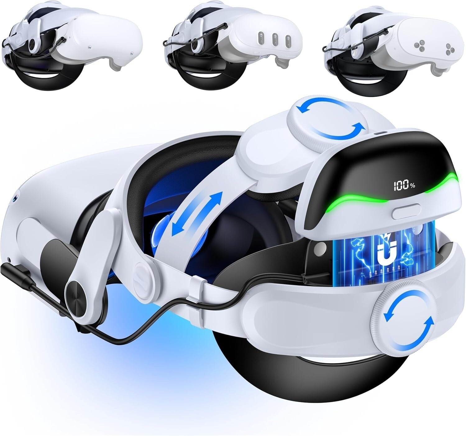 Enhanced Comfort Battery Head Strap for Quest 3/3S/2 - 2-3 Hours Extra Playtime