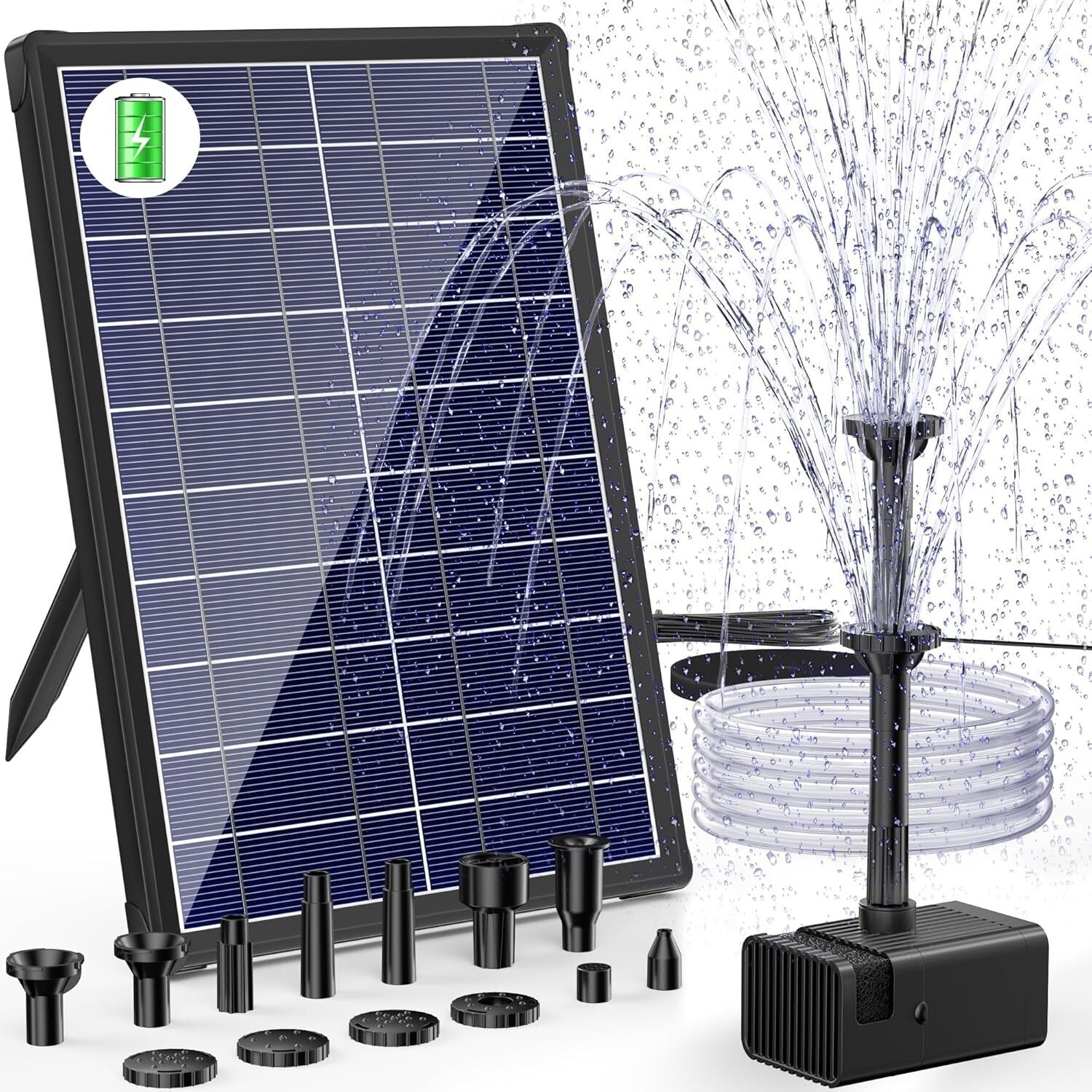 Easy-Setup Solar Fountain Kit with 5FT Tubing for Ponds and Water Features