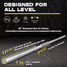 Load image into Gallery viewer, Versatile 60” Straight Barbell &amp; 47” EZ Curl Bar Set - Smooth Workout Experience