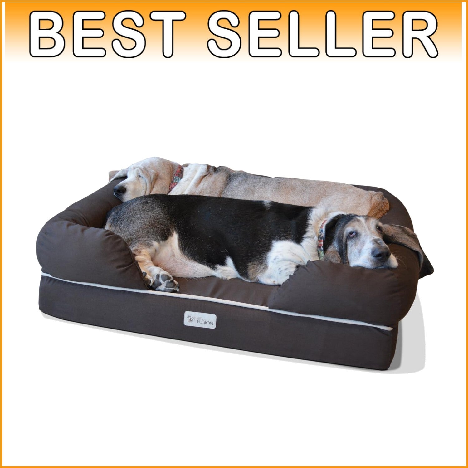 Large Orthopedic Dog Bed with Bolster - Machine Washable Cover, YKK Zippers