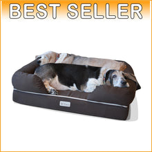Load image into Gallery viewer, Large Orthopedic Dog Bed with Bolster - Machine Washable Cover, YKK Zippers