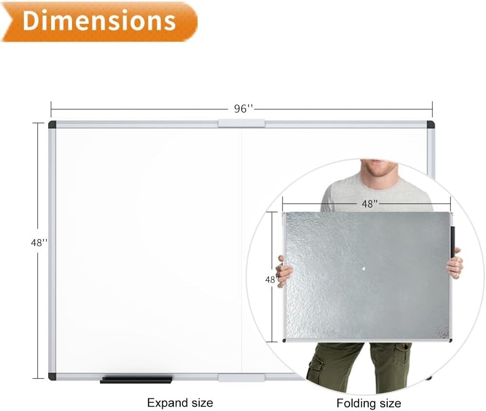 Elegant Magnetic Dry Erase Board 96" x 48" - Ideal for Presentation & Learning