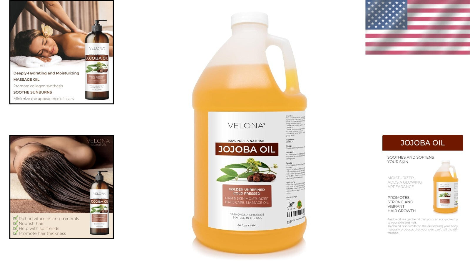 100% Pure & Unrefined Jojoba Oil - 64 oz for Skin, Hair & Cuticle Care