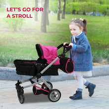Load image into Gallery viewer, Lightweight Doll Stroller with Foldable Bassinet &amp; Swivel Wheels for Easy Travel