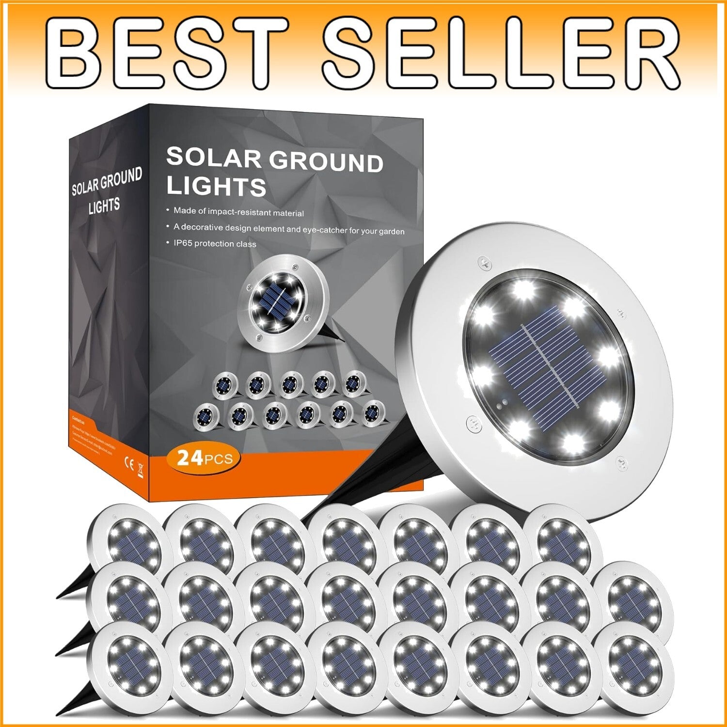 Durable Solar Landscape Lights Set - 24 Cold White LED Decor for Outdoor Spaces