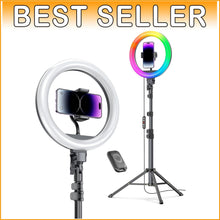 Load image into Gallery viewer, Multi-Use 12'' Color Adjustable Ring Light &amp; Tripod for Photography &amp; Makeup