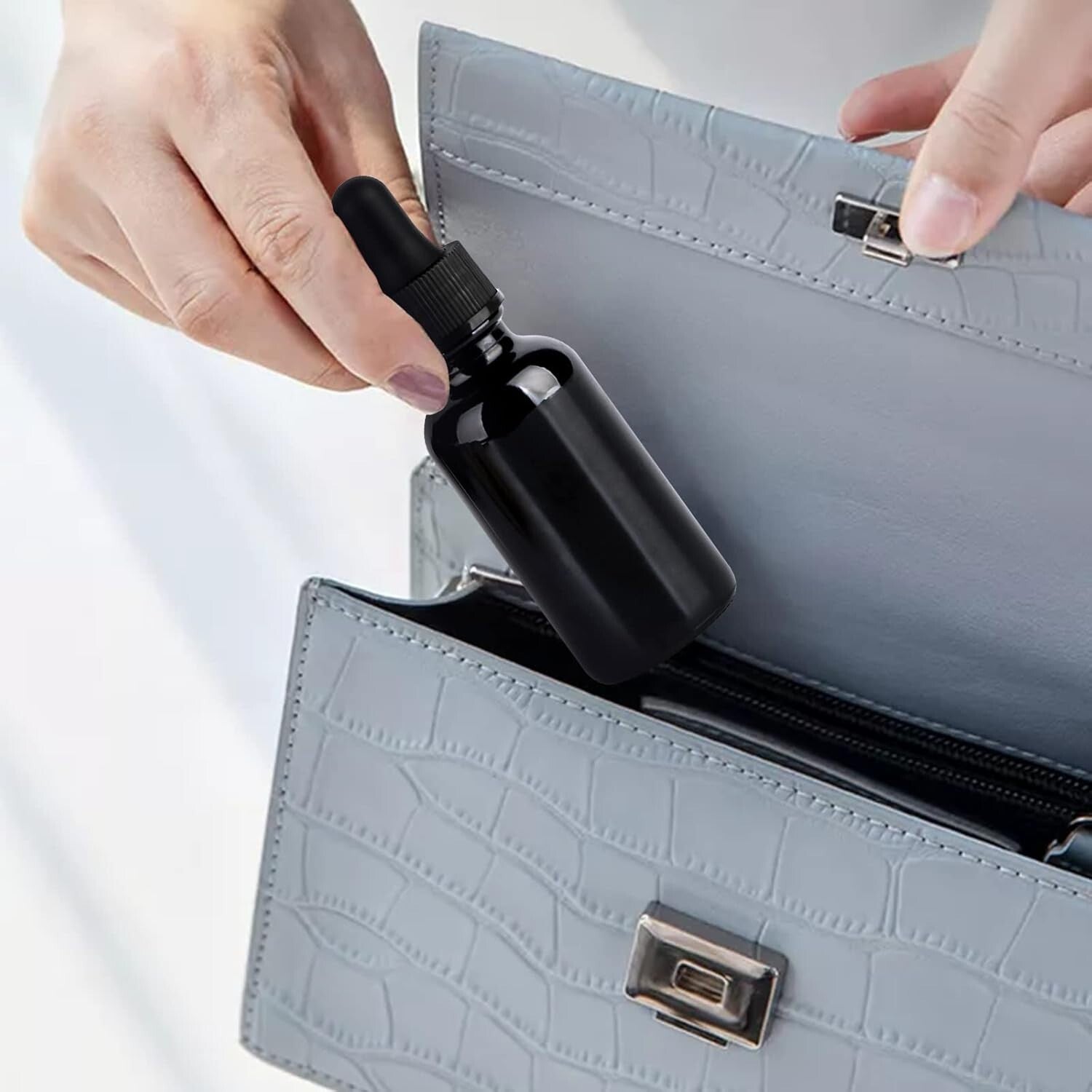 Secure 48-Pack Black Glass 1 oz Dropper Bottles - Essential Oils & Travel Ready