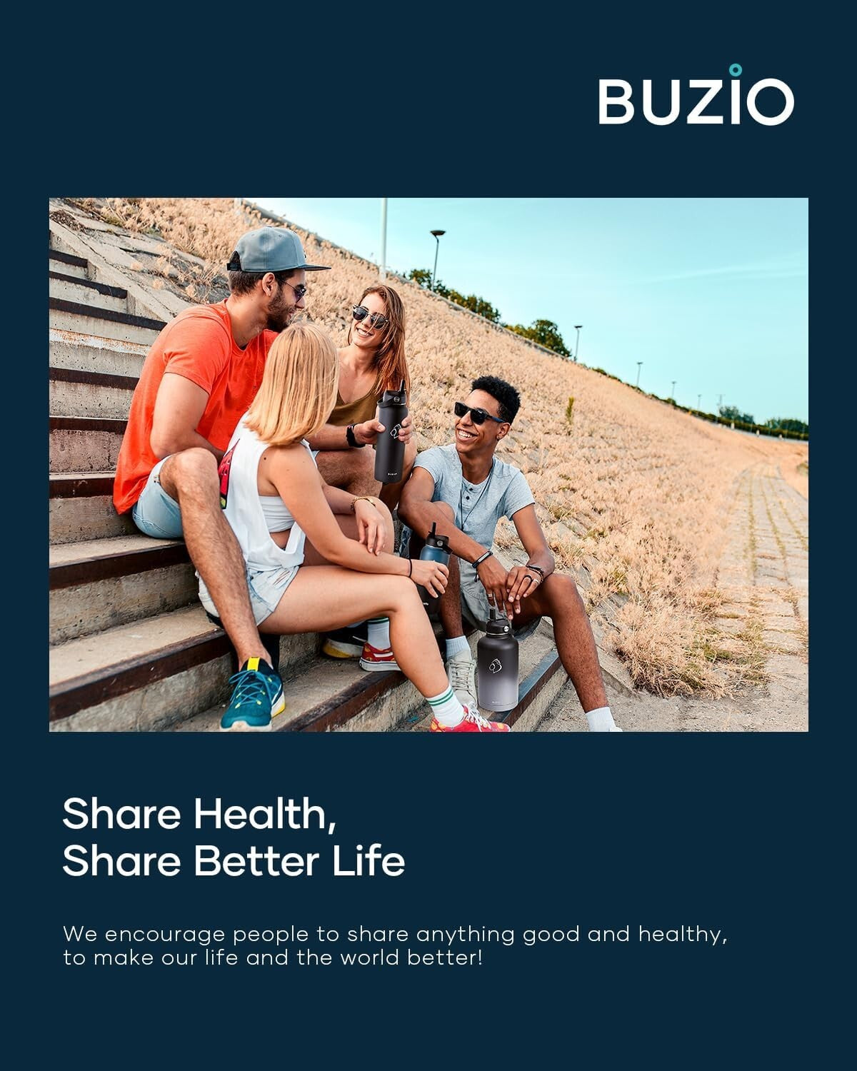 64 oz Insulated Stainless Steel Water Bottle with Straw & Flex Cap Options