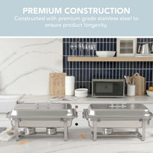 Load image into Gallery viewer, Elegant 4 Pack 8 Quart Stainless Steel Chafers – Keeps Food Warm and Ready
