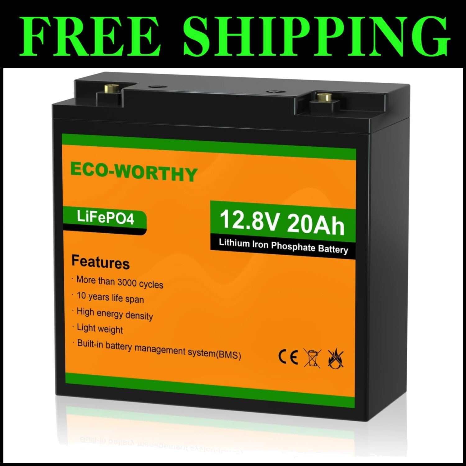 12V 20Ah Lightweight Lithium Battery - 4000+ Deep Cycles for Mobility & Scooters