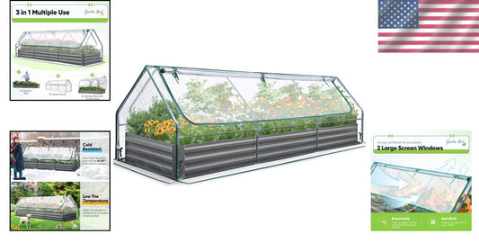 Extra Durable 8x4 Galvanized Raised Planter with Vented Mini Greenhouse Cover
