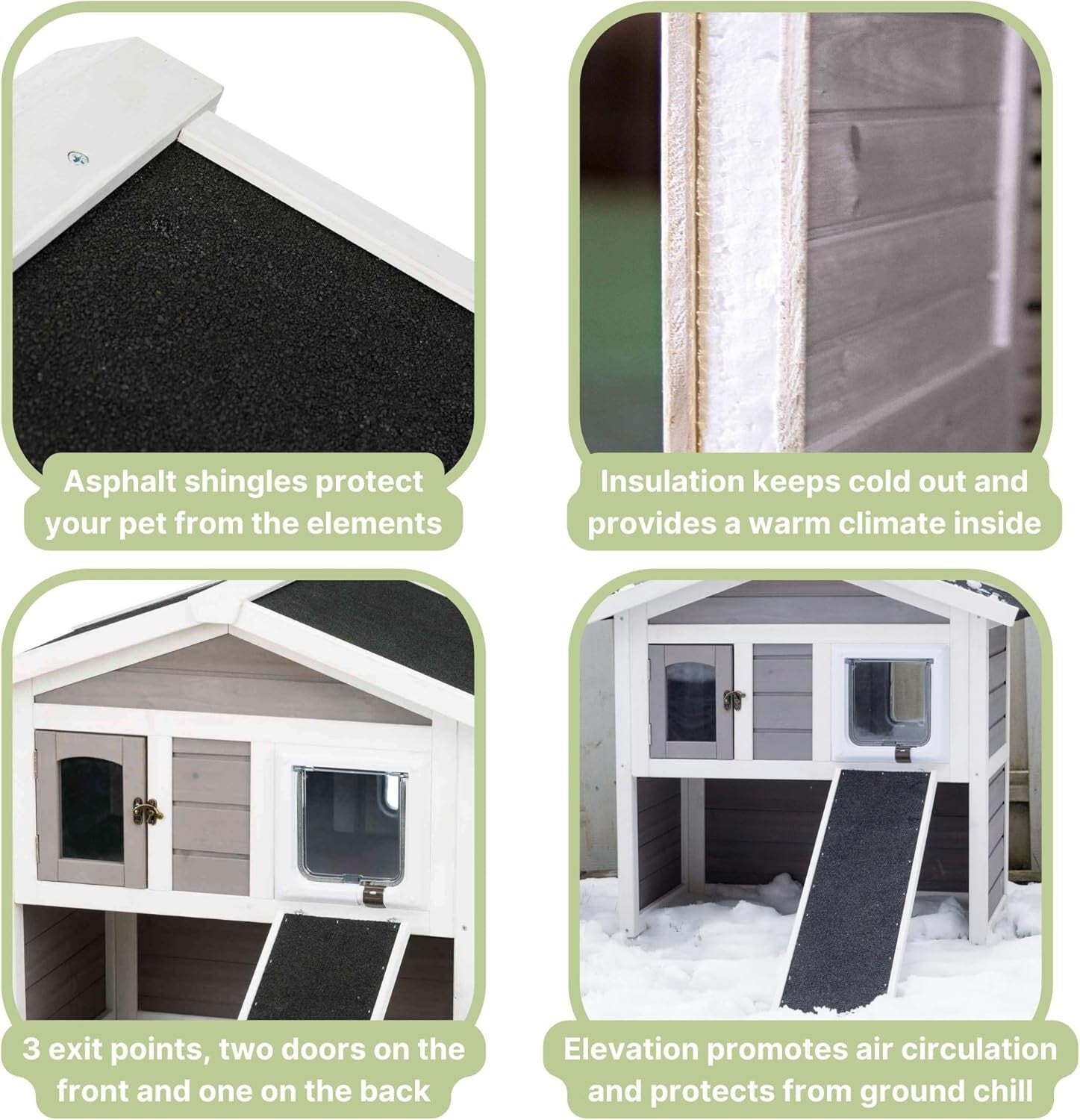 Durable Outdoor Cat House with Escape Door - Insulated, Easy Assembly, and Safe