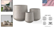Load image into Gallery viewer, Set of 3 Lightweight Concrete Planters - 15.3" to 8.2" with Rubber Drainage Plug