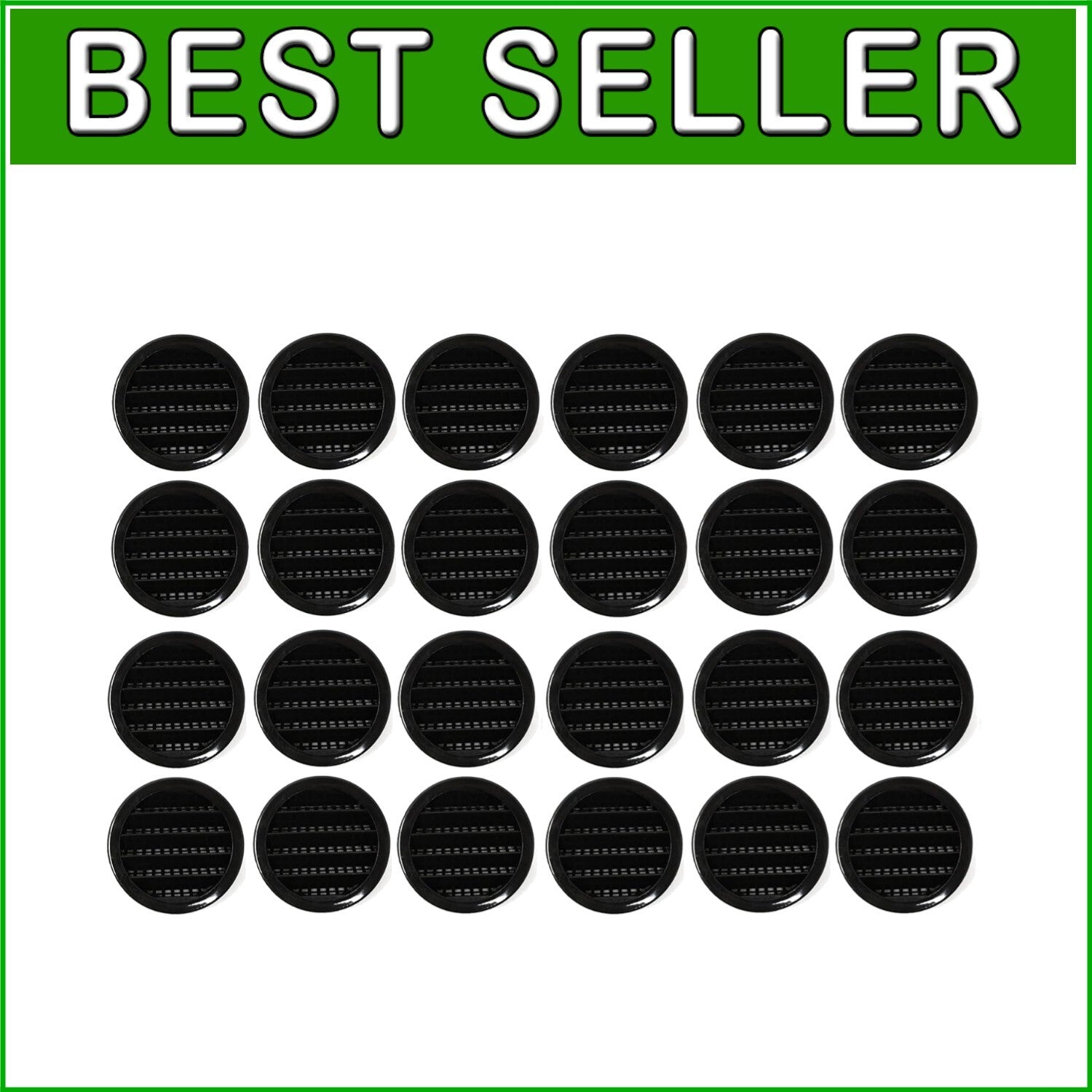 50-Pack 2'' Round Plastic Air Vents - Black Louver Grille for Versatile Venti...