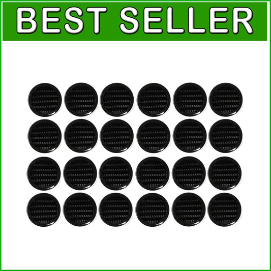 50-Pack 2'' Round Plastic Air Vents - Black Louver Grille for Versatile Venti...