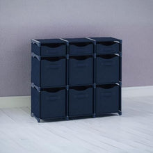 Load image into Gallery viewer, 9 Cube Navy Organizer with Foldable Bins - Effortless Style for Kids' Rooms