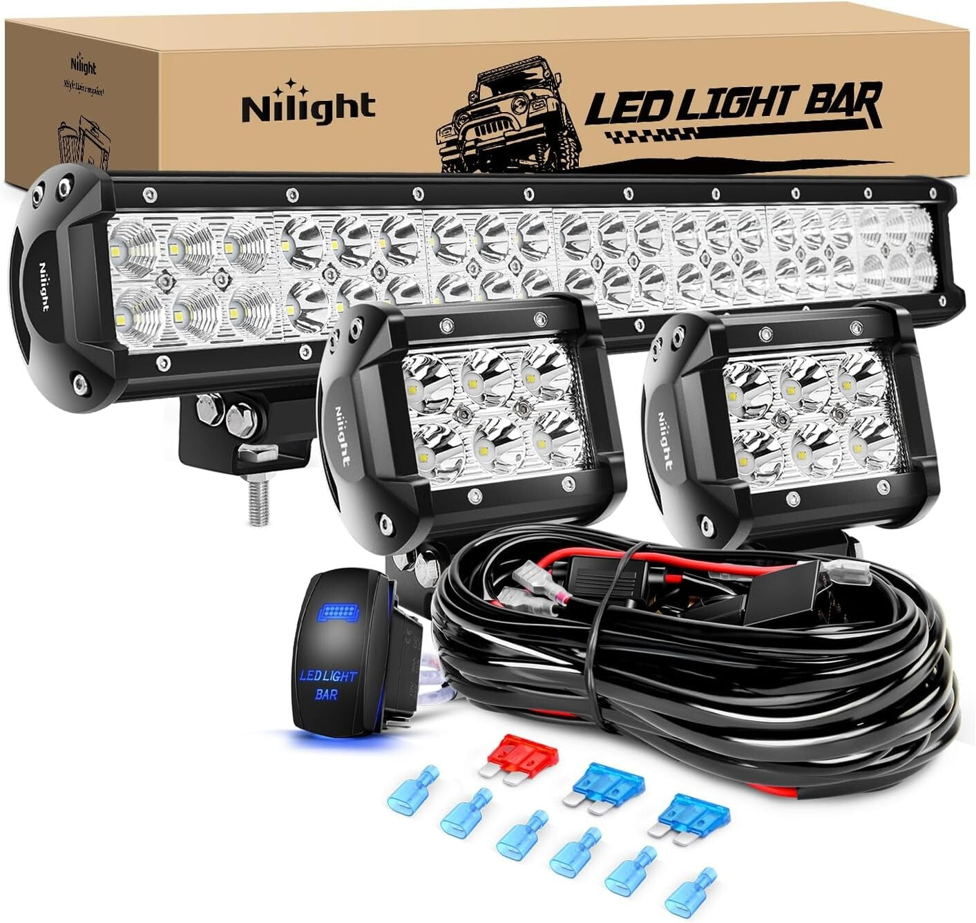 Bright 20 Inch 126W LED Light Bar Combo with 18W Pods - Ideal for Night Driving
