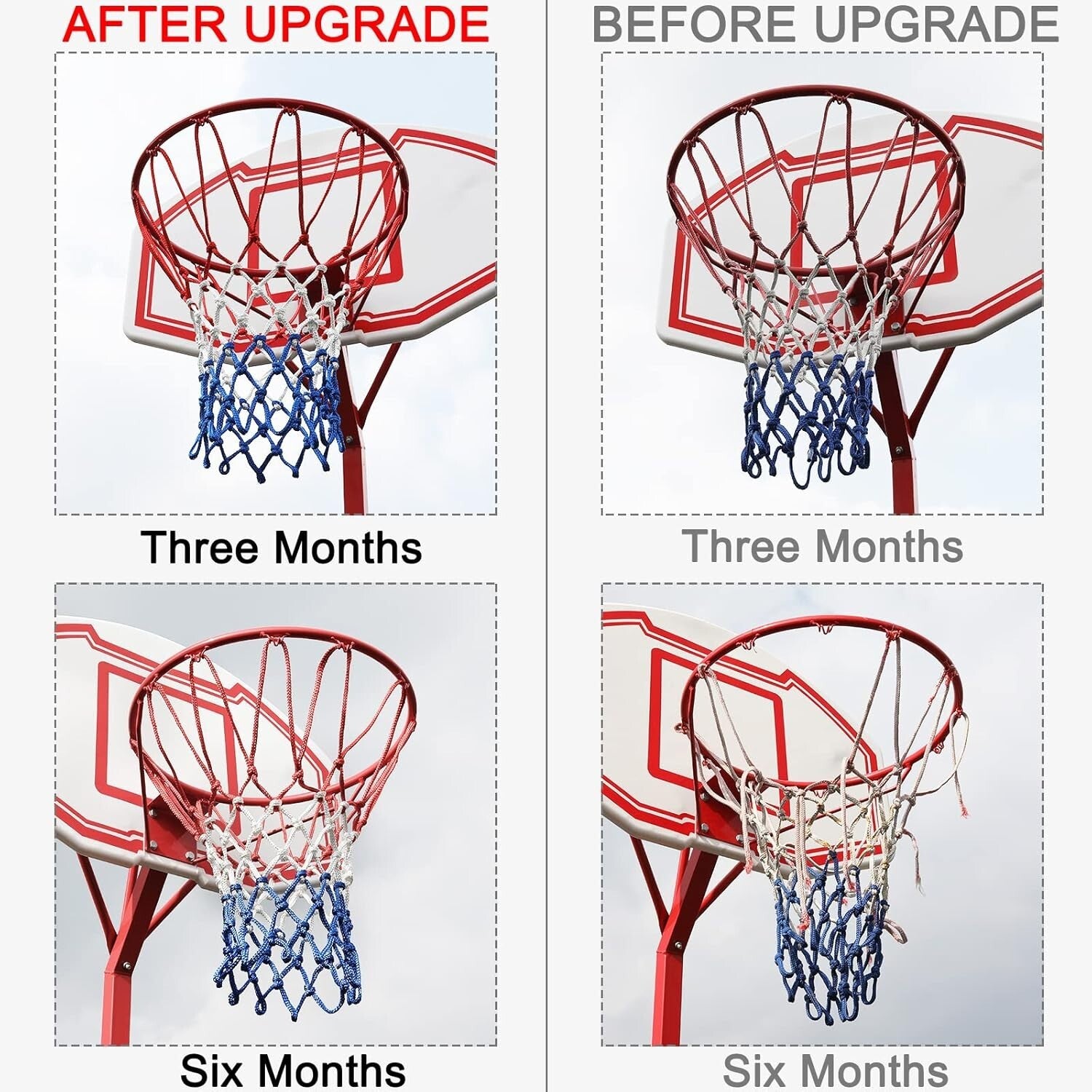 2025 Upgrade Basketball Nets - 12 Loops, Weatherproof, Fade-Resistant, 6 Pack