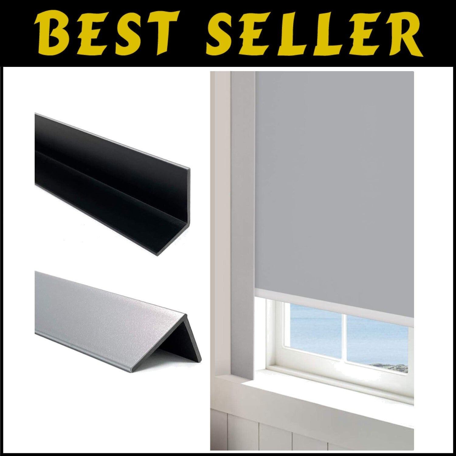 Customizable Light Blocking Strips for Blackout Blinds - 58.5" Silvery Grey Duo