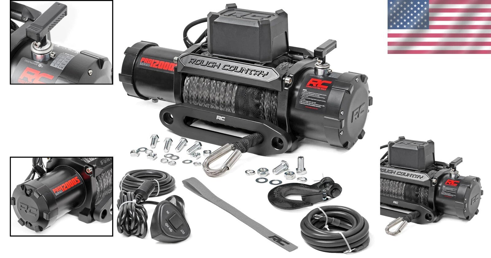 12V Electric Winch with 12,000 LB Capacity & Wireless Control for Off-Road Use