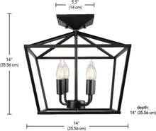 Load image into Gallery viewer, Modern Industrial 4-Light Ceiling Fixture with Flame Tip Edison Bulbs Included
