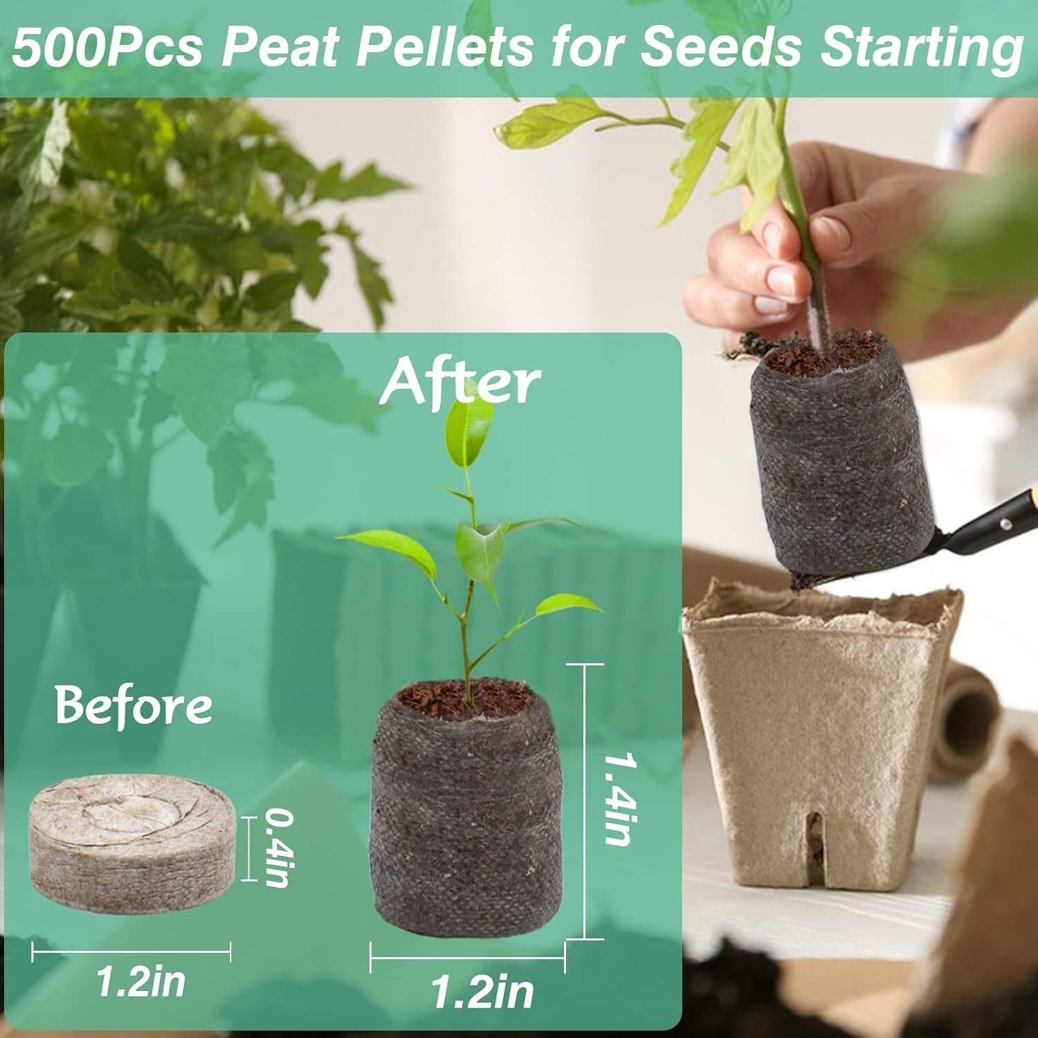 Compact 500 Pcs 30mm Peat Seed Starter Pods - Effortless Transplanting for All