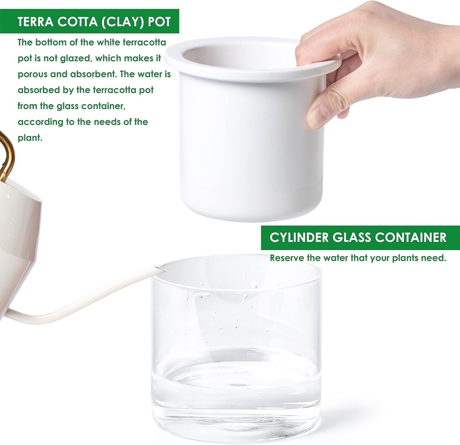 Elegant 4" Modern Terracotta Pots with Glass | Indoor Self-Watering Planters