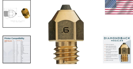 Diamondback MK8 3D Printer Nozzle – Solid Diamond Tip for All Filament Types