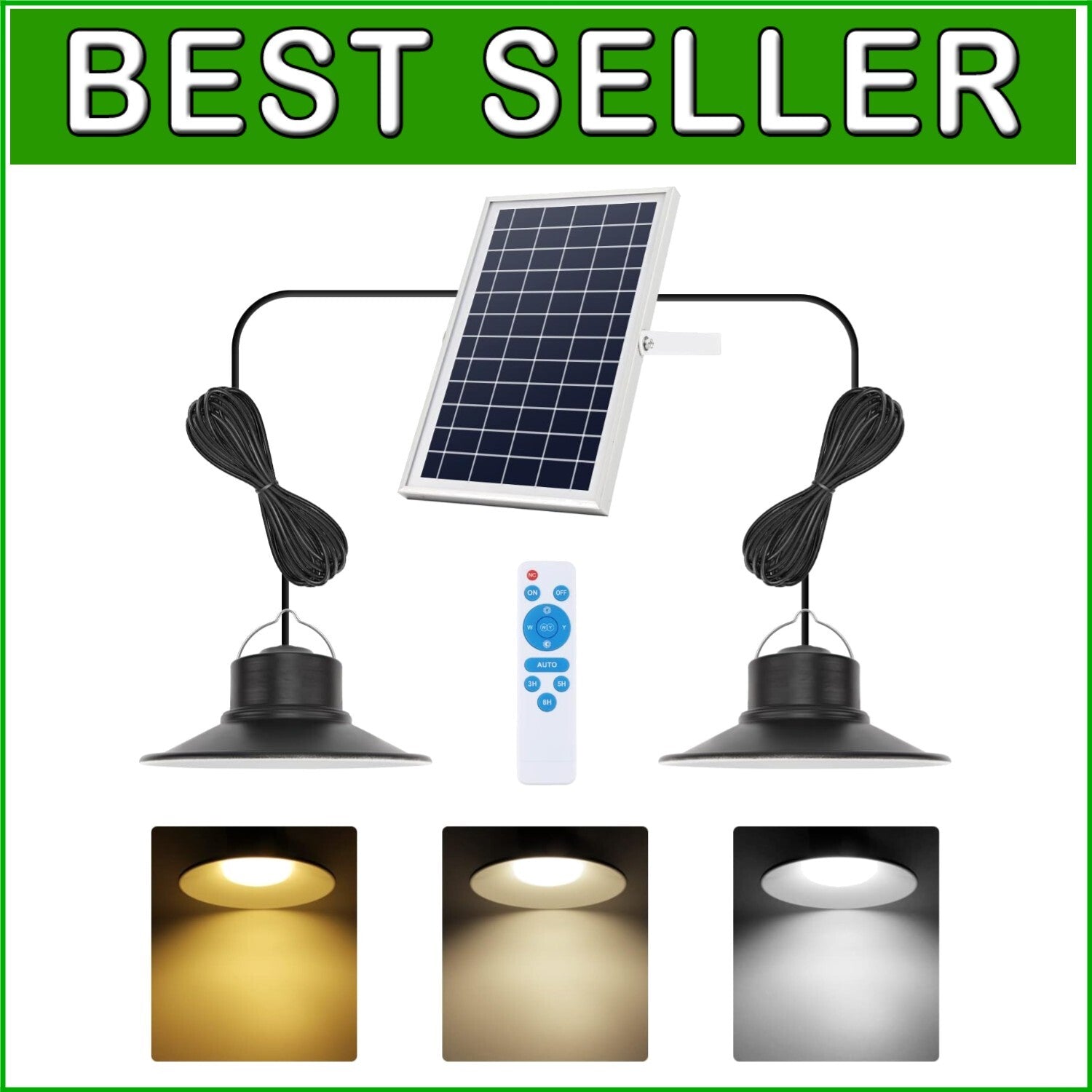 Classic 2-Pack Solar Pendant Lights with Adjustable Brightness & Remote Control