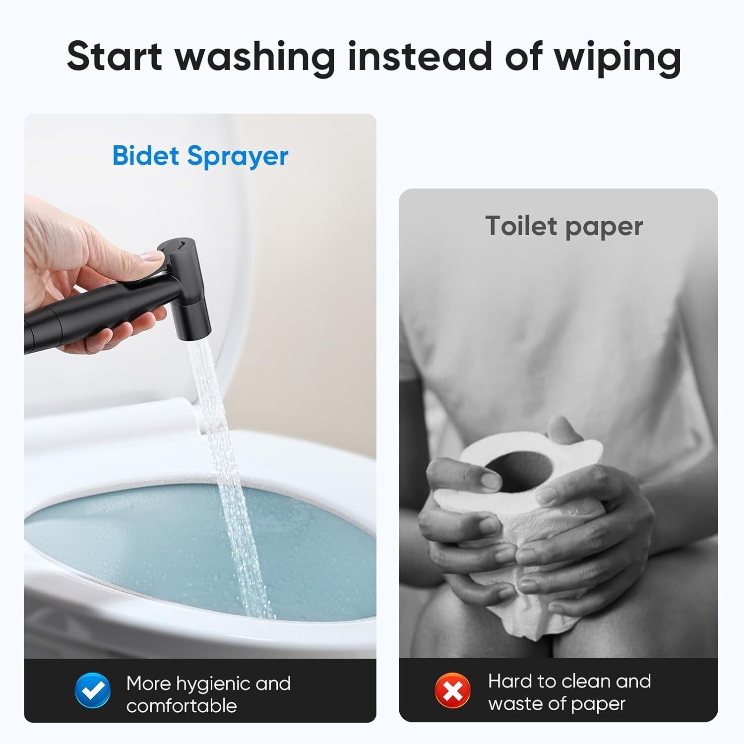 Matte Black Handheld Bidet Sprayer Set - Adjustable Pressure, 2 Pack Bundle