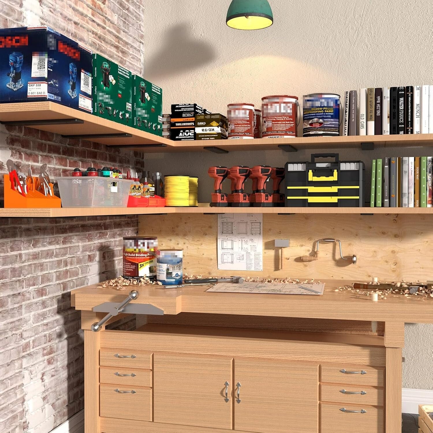 Complete Installation Set of 12-Inch Floating Shelf Brackets - Heavy Duty 6 Pack