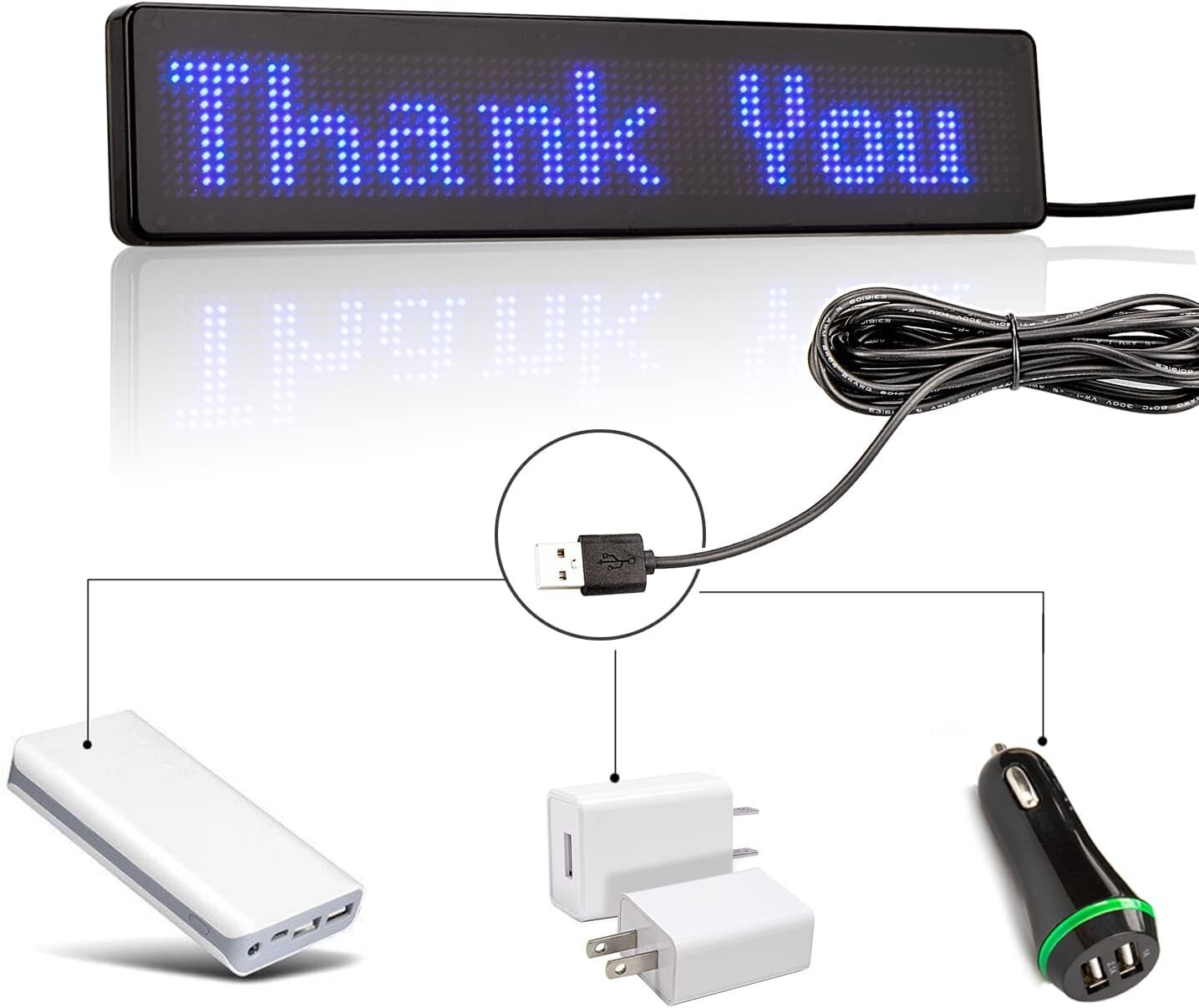 Customizable LED Window Sign - 9" Blue Display for Car, Taxi, Storefront