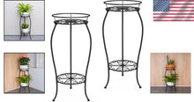 Load image into Gallery viewer, Rustproof 2 Pack Metal Planter Stands - Minimalist Design for Indoors &amp; Outdoors