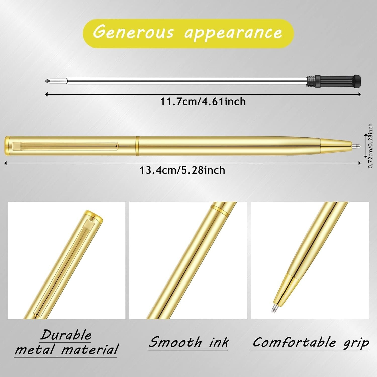 Classic Gold Metal Ballpoint Pens - Perfect for Weddings & Business Use (100)