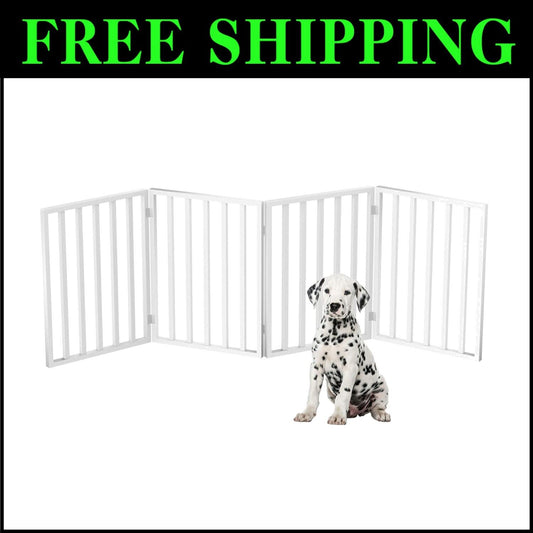 Elegant 4-Panel Freestanding Pet Gate - Retractable Indoor Dog Fence 72x24
