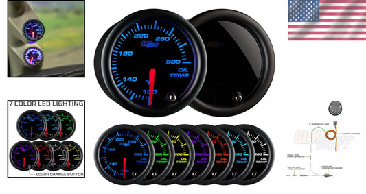 All-in-One Oil Temperature Monitor - 7 Color Modes, Easy Install Kit for Cars