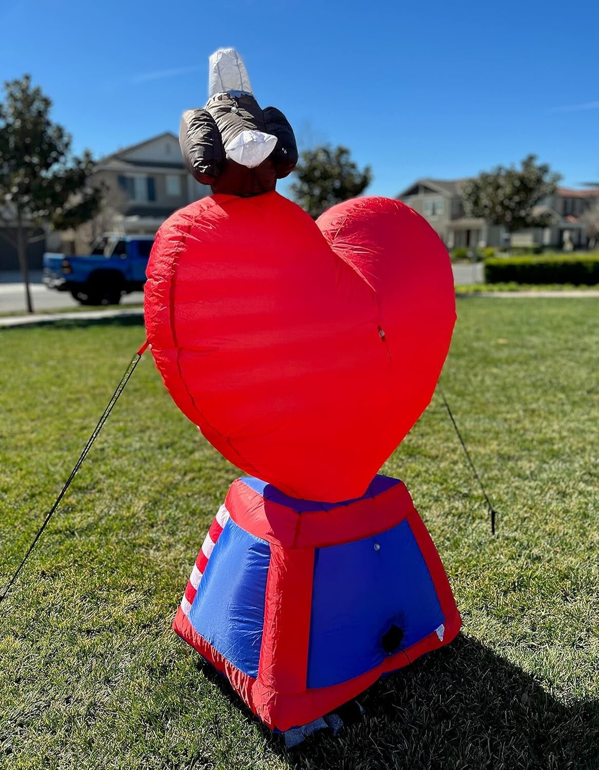 5ft Tall Inflatable American Heart - LED Illuminated Independence Day Ornament