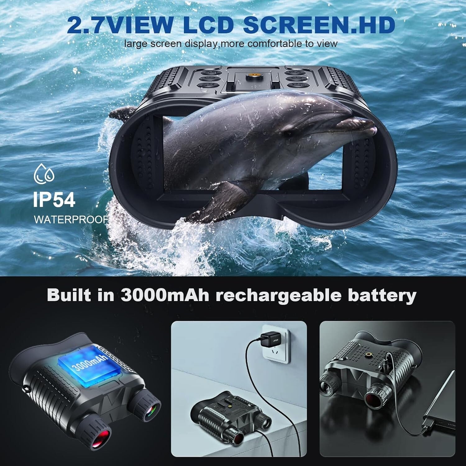 2.7" Night Vision Goggles with 32GB Card - Perfect for Outdoor Adventures