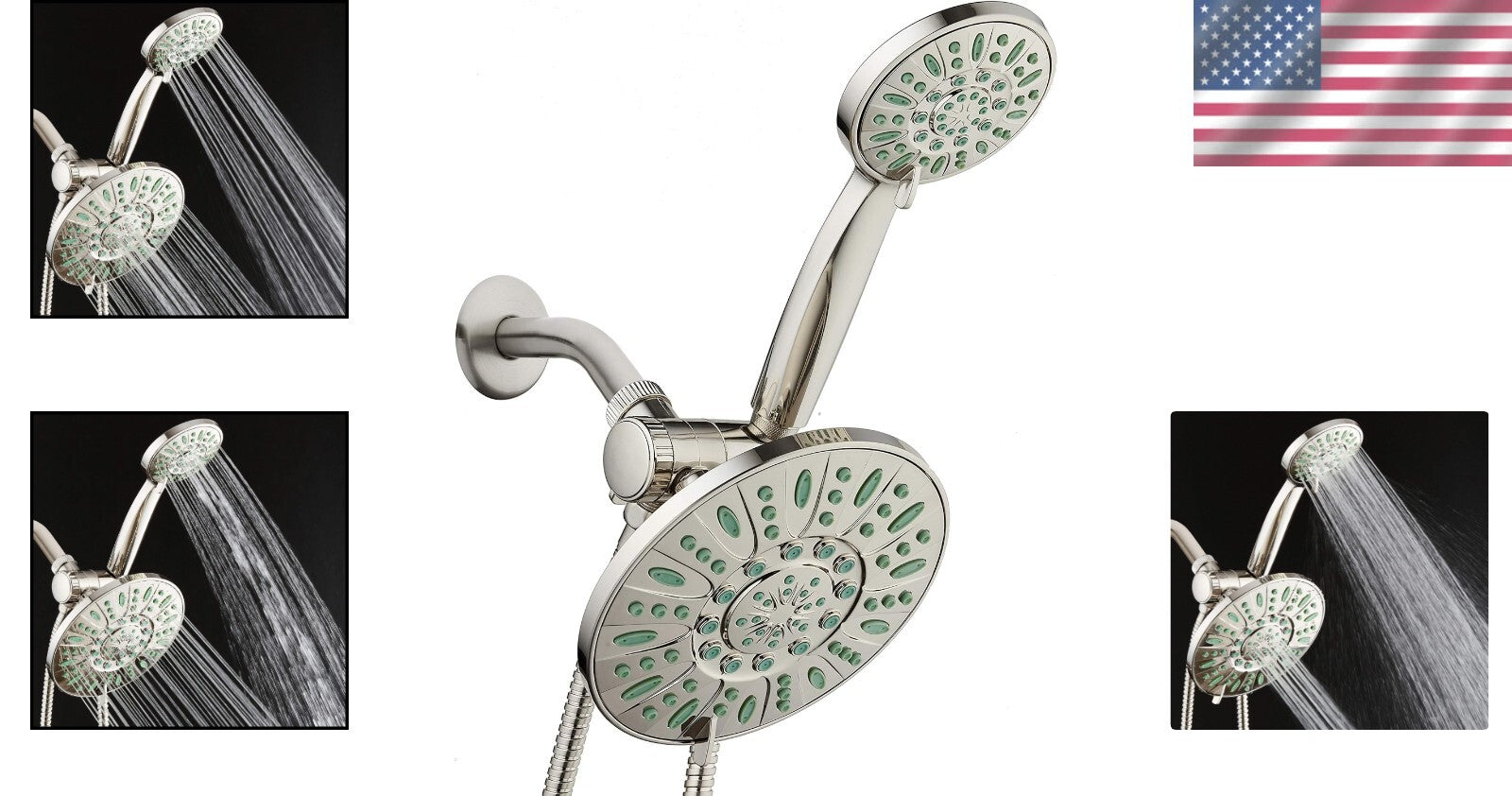 Eco-Friendly High-Pressure Rain Shower Combo with Lifetime Microban Protection