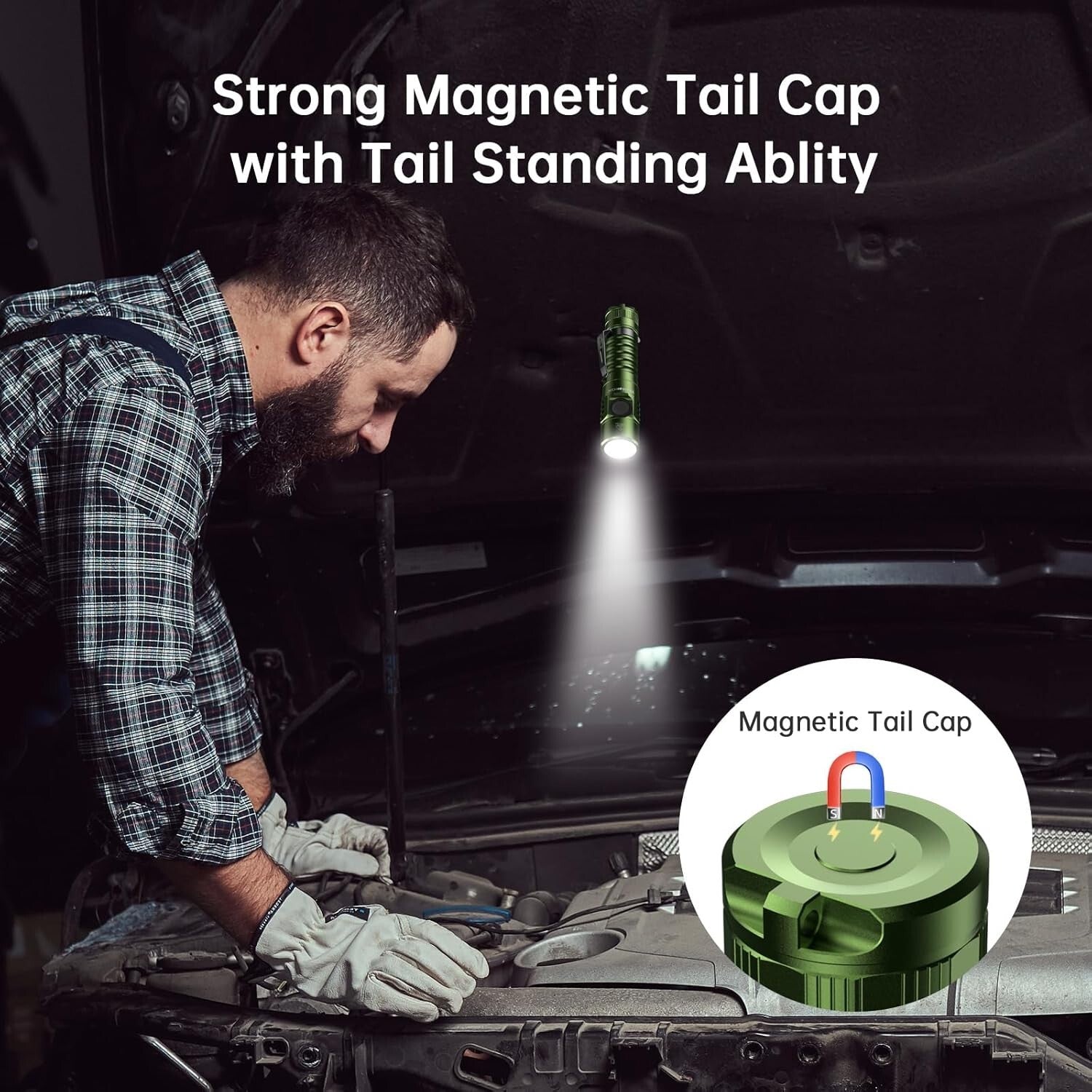 Compact Rechargeable LED Flashlight - IP68 Rated Waterproof & Magnetic Tail Cap