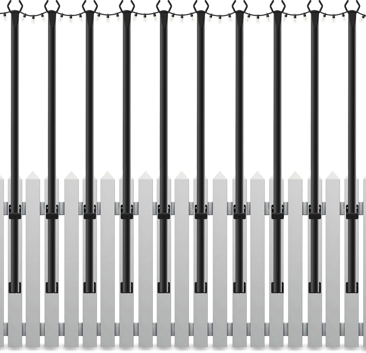 10 Pack Outdoor Hanging Light Poles - 5ft Metal Stakes for String Lights & Décor