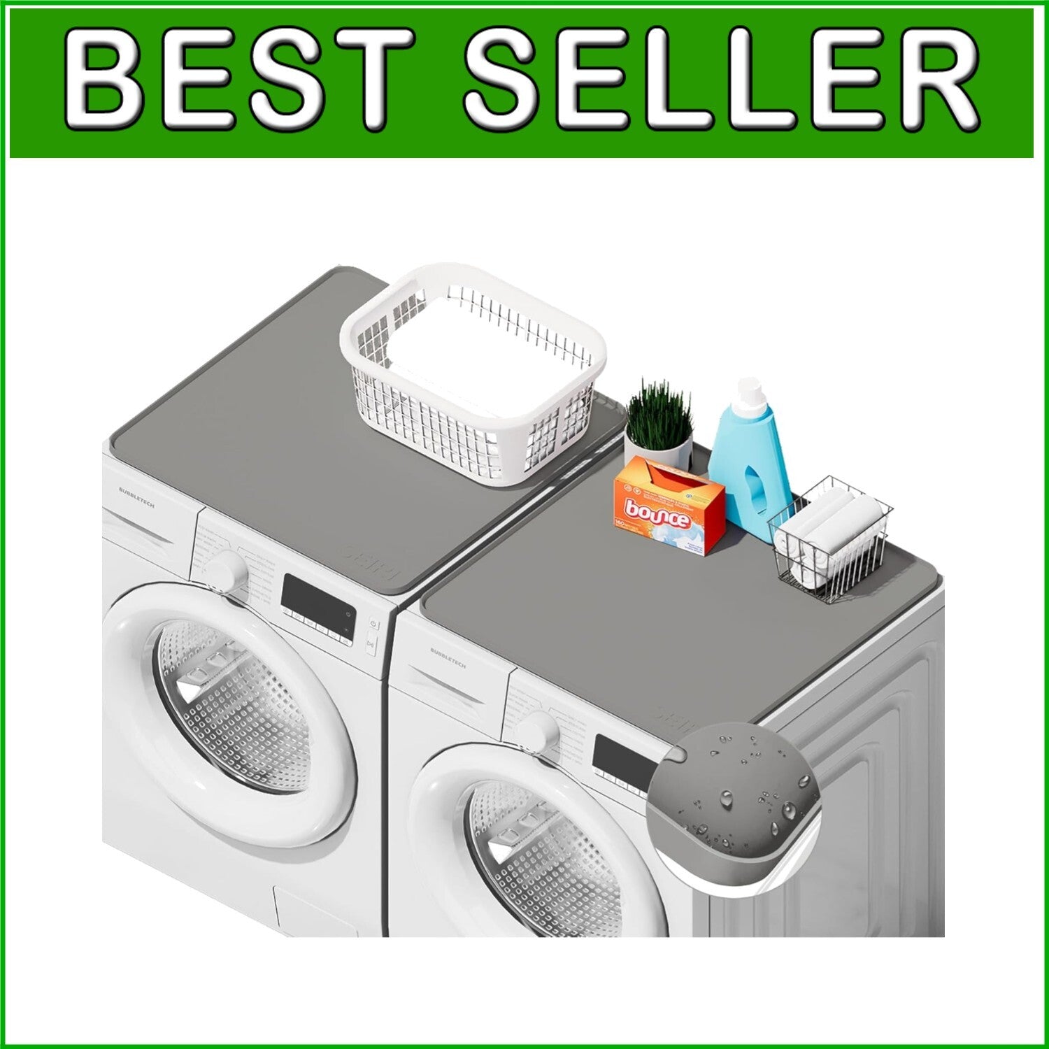 Durable Non-Slip Silicone Washer & Dryer Covers - 26" x 26" Waterproof Design