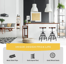 Load image into Gallery viewer, Vintage Industrial Bar Stools - Rustic Design with Swivel &amp; Adjustable Heights