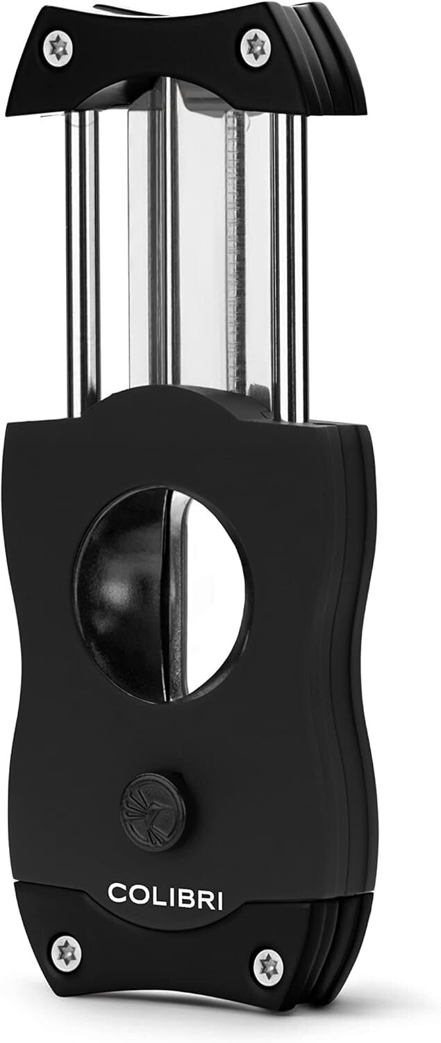 Elegant Black V-Cut Cigar Cutter - Stainless Steel Precision for 60+ Ring Gauge